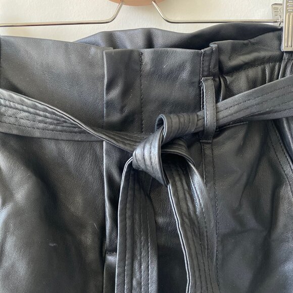 Zara Faux Leather Shorts With Belt - Picture 4 of 8